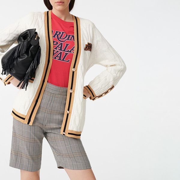 women's single-breasted striped kint cardigan v-neck long sleeve preppy style twist knit coat with pockets 2020 spring autumn, White
women's single-breasted striped kint cardigan v-neck long sleeve preppy style twist knit coat with pockets 2020 spring autumn, White
