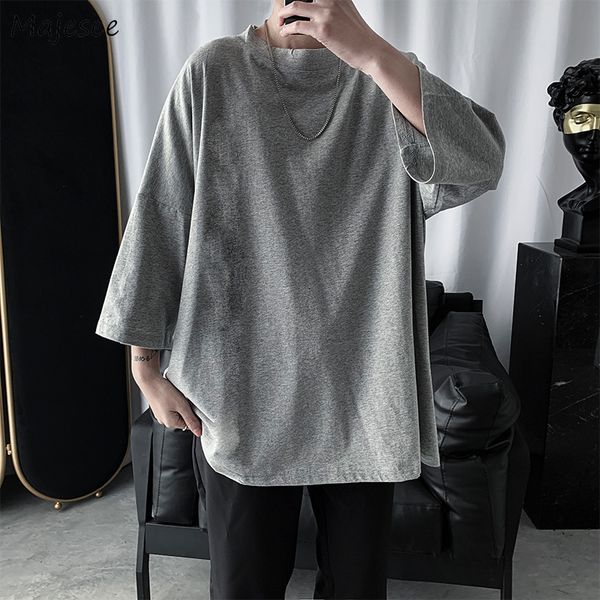 men three quarter sleeve t-shirts basic all-match korean harajuku streetwear casual breathable streetwear loose male/women tees, White;black
men three quarter sleeve t-shirts basic all-match korean harajuku streetwear casual breathable streetwear loose male/women tees, White;black