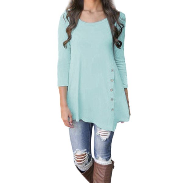 woman t-shirt long sleeve loose button trim solid round neck collar tshirt soft women feminist in five colour plus size, White
woman t-shirt long sleeve loose button trim solid round neck collar tshirt soft women feminist in five colour plus size, White