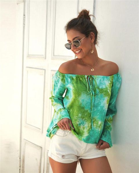 tie dye women blouse off the shoulder butterfly sleeve hollowout with bow blouses casual boho streetwear shirts ladies, White
tie dye women blouse off the shoulder butterfly sleeve hollowout with bow blouses casual boho streetwear shirts ladies, White