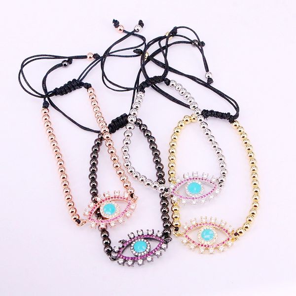 6pcs, rope bracelets 4mm round beads micro pave zirconia eye braided macrame bracelets, Black
6pcs, rope bracelets 4mm round beads micro pave zirconia eye braided macrame bracelets, Black