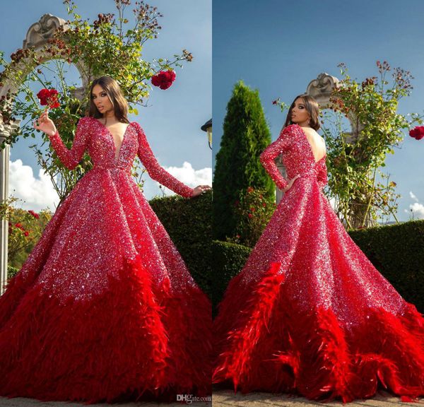 arabic sparkly prom dresses deep v neck sequins beads luxury feathers long sleeves evening gowns backless formal occasion dress, Black
arabic sparkly prom dresses deep v neck sequins beads luxury feathers long sleeves evening gowns backless formal occasion dress, Black
