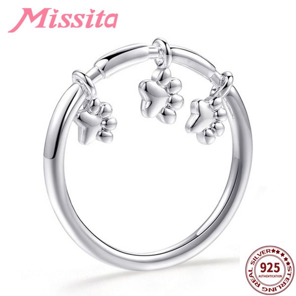 missita 100% 925 sterling silver cute puppy footprint rings for women silver jewelry brand crystal ring anniversary gift, Golden;silver
missita 100% 925 sterling silver cute puppy footprint rings for women silver jewelry brand crystal ring anniversary gift, Golden;silver
