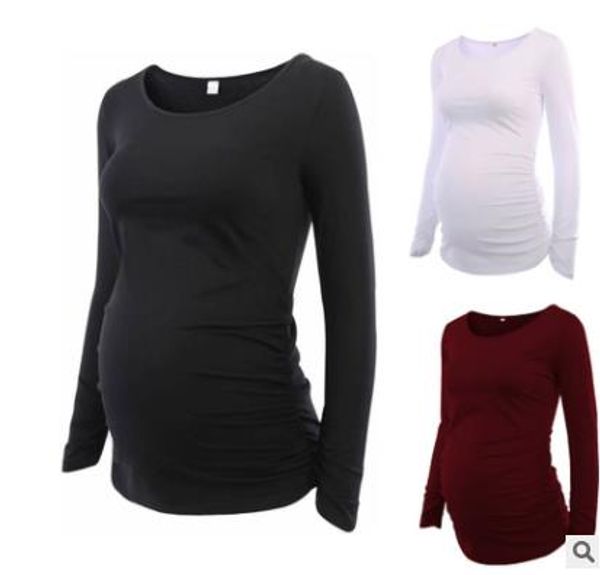 women's maternity tunic mama clothes flattering side ruched long sleeve scoop neck pregnancy t-shirt ing, White
women's maternity tunic mama clothes flattering side ruched long sleeve scoop neck pregnancy t-shirt ing, White