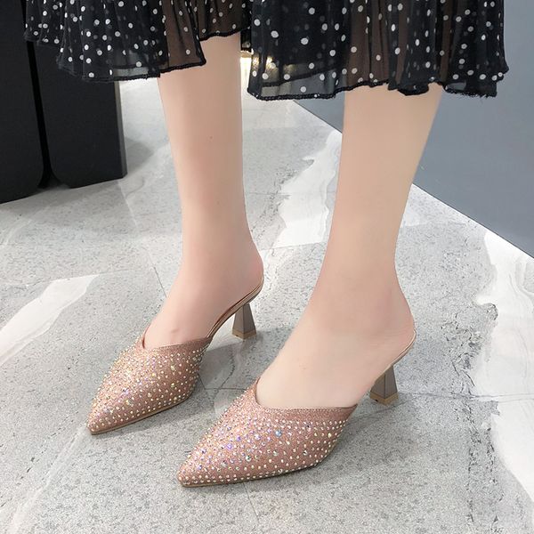 slippers colorful rhinestone high heel women shoes summer thin sandals outdoor shiny pointed toe mules 2021, Black
slippers colorful rhinestone high heel women shoes summer thin sandals outdoor shiny pointed toe mules 2021, Black