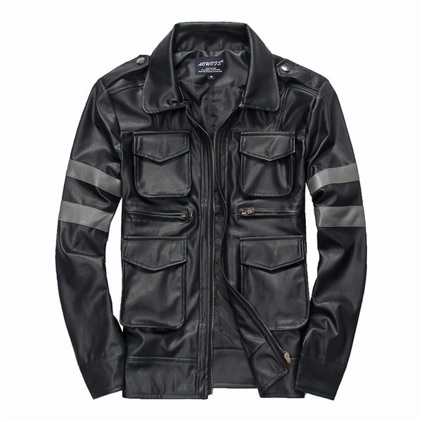 turn-down collar mens leather jackets pu handsome multi-pocket motorcycle leather jackets clothing black khaki,y010
turn-down collar mens leather jackets pu handsome multi-pocket motorcycle leather jackets clothing black khaki,y010