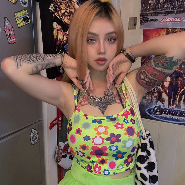 women's tanks & camis cute daisy women summer streetwear floral print pink strap bustier crop green boob tube 90s camisole, White
women's tanks & camis cute daisy women summer streetwear floral print pink strap bustier crop green boob tube 90s camisole, White
