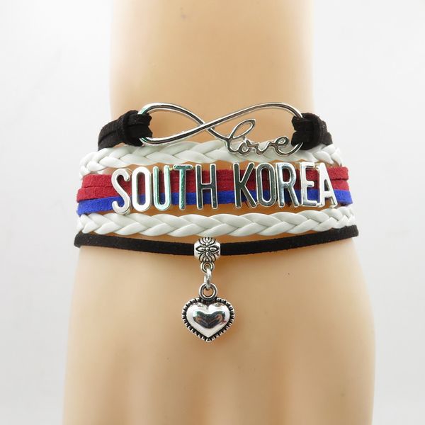 

инфинити лав южная корея браслет сердце шарм южная корея национальный флаг браслеты ручной работы браслеты, Golden;silver