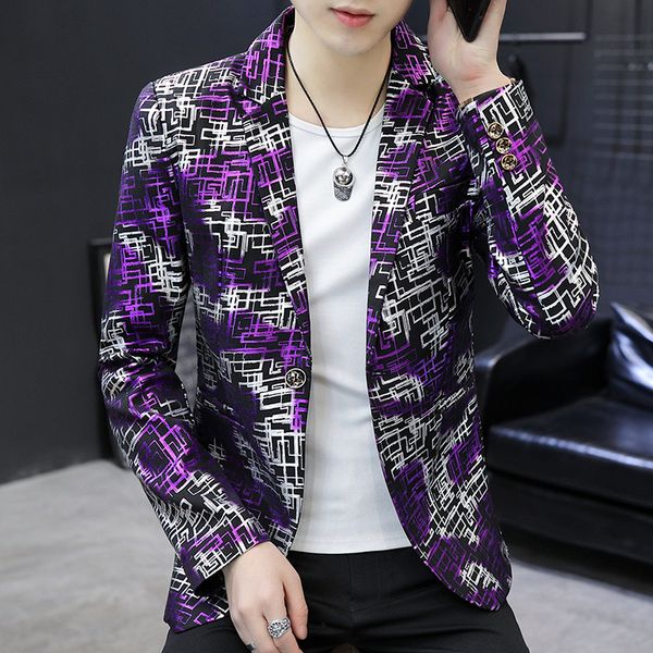 bzbfsky 2020 men printed plaid casual suit teenager trend of fashion single suit, White;black
bzbfsky 2020 men printed plaid casual suit teenager trend of fashion single suit, White;black