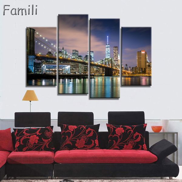 4 pieces/set new york city painting beautiful modern bridge picture wall art decor printed on canvas painting frameless
4 pieces/set new york city painting beautiful modern bridge picture wall art decor printed on canvas painting frameless