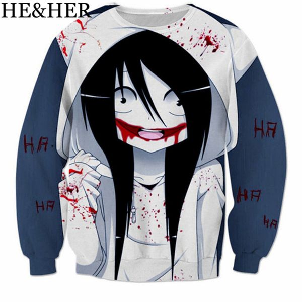 нового повседневного jeff the killer девушка 3d printed мужчины женщина толстовка смешной мультфильм с длинным рукавом толстовка hip hop ани, Black
нового повседневного jeff the killer девушка 3d printed мужчины женщина толстовка смешной мультфильм с длинным рукавом толстовка hip hop ани, Black