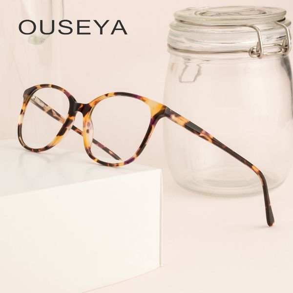 acetate women eyewear frames women round nerd sight fashion design glasses frame #cb5069, Black