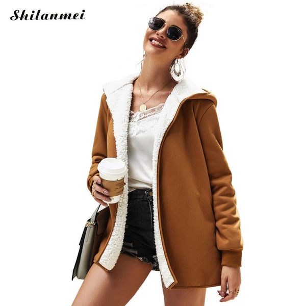 casual coat female solid color zipper basic women coat autumn winter fleece jacket women plush hooded thick outwear warm jacket, Black;brown
casual coat female solid color zipper basic women coat autumn winter fleece jacket women plush hooded thick outwear warm jacket, Black;brown