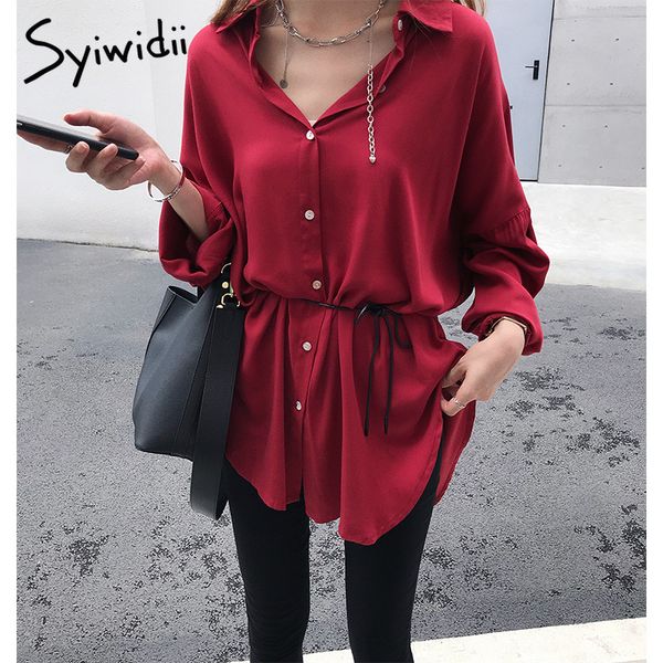 long blouse with belt women long sleeve shirts red blouses womens and blouses batwing sleeve korean plus size vintage, White
long blouse with belt women long sleeve shirts red blouses womens and blouses batwing sleeve korean plus size vintage, White