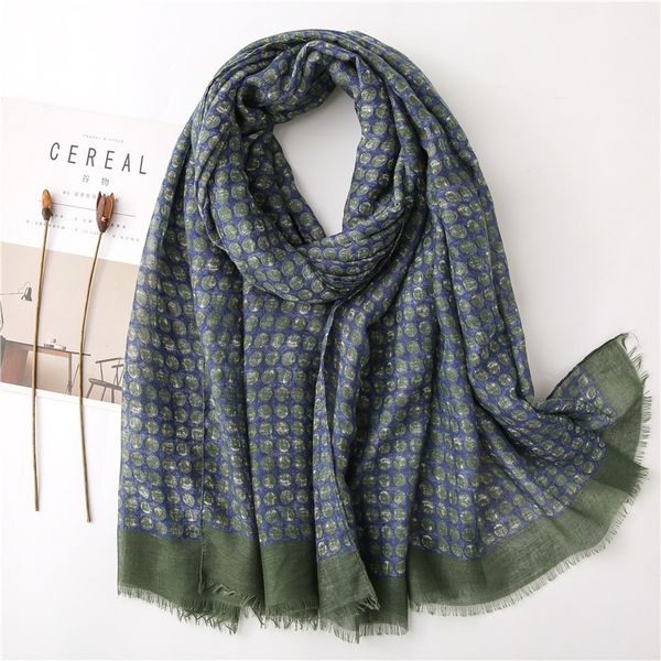 180*90cm spring autumn new retro style dark green dot decorative women scarf cotton scarf sunscreen shawl, Blue;gray
180*90cm spring autumn new retro style dark green dot decorative women scarf cotton scarf sunscreen shawl, Blue;gray