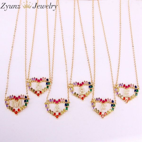 10pcs, rainbow cz stone crystal zirconia fashion jewelry heart with letter intitial pendant necklace, Silver
10pcs, rainbow cz stone crystal zirconia fashion jewelry heart with letter intitial pendant necklace, Silver