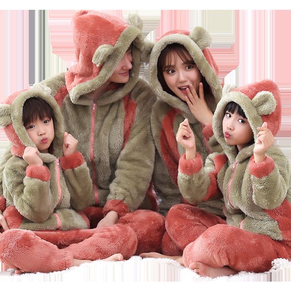 women men winter hooded pajamas set thick warm household children couples zipper sleepwear suits family look pants, Black;red
women men winter hooded pajamas set thick warm household children couples zipper sleepwear suits family look pants, Black;red