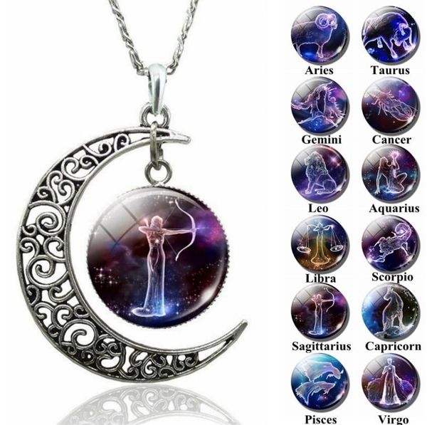 zodiac luminous pendant necklaces 12 constellation sign glass cabochon blue light in the dark charm gift animal necklace jewelry, Silver
zodiac luminous pendant necklaces 12 constellation sign glass cabochon blue light in the dark charm gift animal necklace jewelry, Silver