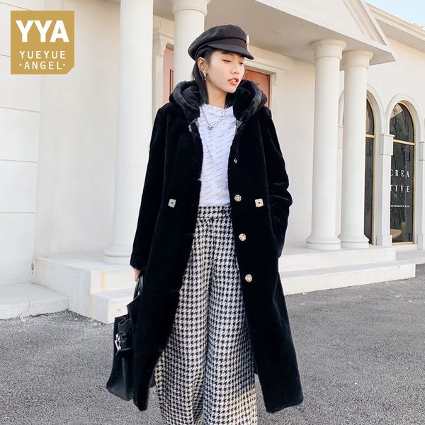 2019 winter women real fur long coat sheep shearling overcoat collar hoody outwear lady luxury natural wool fur jacket, Black
2019 winter women real fur long coat sheep shearling overcoat collar hoody outwear lady luxury natural wool fur jacket, Black
