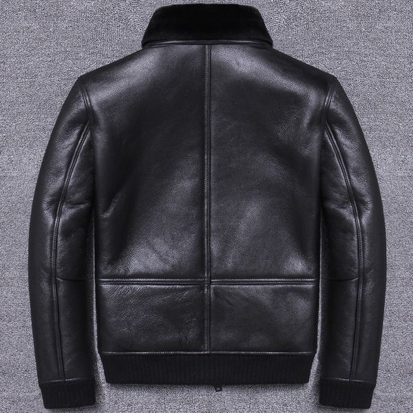 men's leather & faux luxury sheep shearing mens genuine jackets winter warm smart casual rib hem slim fit plus size thick coats, Black
men's leather & faux luxury sheep shearing mens genuine jackets winter warm smart casual rib hem slim fit plus size thick coats, Black