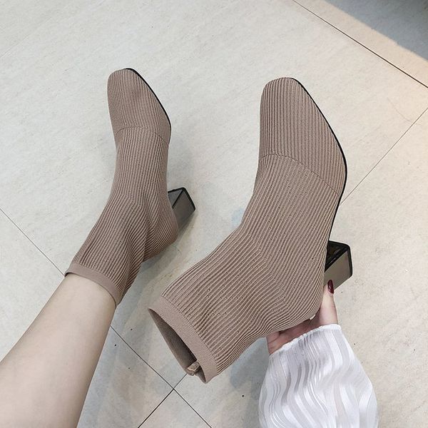 fall and winter 2019 new square head rough heel high heel socks boots knitted elastic boots slender medium cylinder wool boots, Black
fall and winter 2019 new square head rough heel high heel socks boots knitted elastic boots slender medium cylinder wool boots, Black