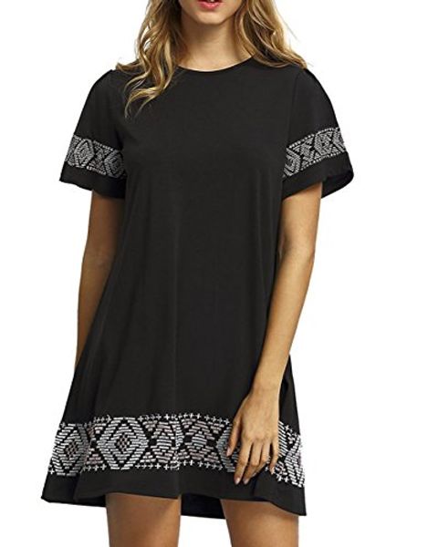 floerns women's casual embroidered short sleeve swing tunic t shirt dress, Black;gray
floerns women's casual embroidered short sleeve swing tunic t shirt dress, Black;gray
