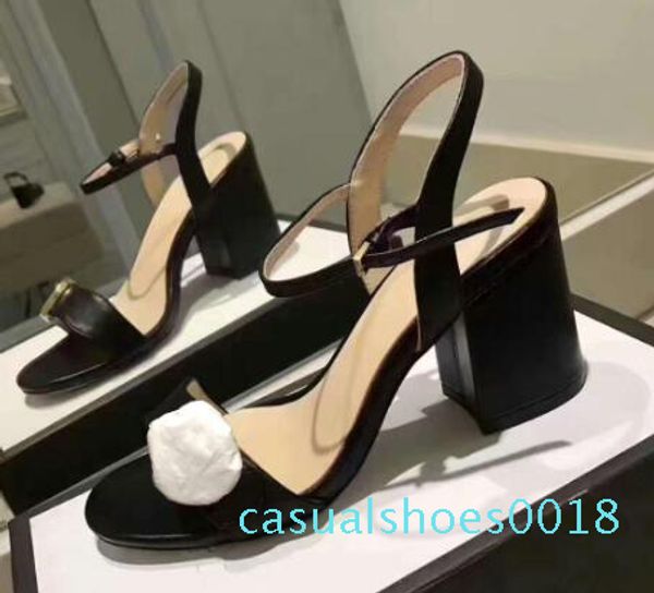 2019 classic high heeled sandals coarse heel leather luxury designer suede woman shoes metal buckle for parties occupation sanda c18, Black
2019 classic high heeled sandals coarse heel leather luxury designer suede woman shoes metal buckle for parties occupation sanda c18, Black