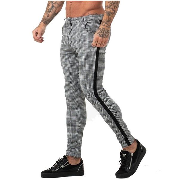 men's pants european and american street fashion business slim small feet plaid high elastic leisure jogging track zipper, Black
men's pants european and american street fashion business slim small feet plaid high elastic leisure jogging track zipper, Black