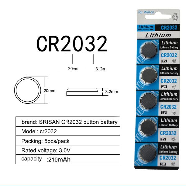 

5pcs/card battery cr2032 button batteries br2032 dl2032 ecr2032 cell coin lithium battery 3v cr 2032
