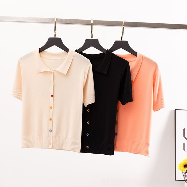 polo t- silk lapel ice silk t-shirt women's high waist short loose candy color knitted short sleeve base shirt summer, White
polo t- silk lapel ice silk t-shirt women's high waist short loose candy color knitted short sleeve base shirt summer, White