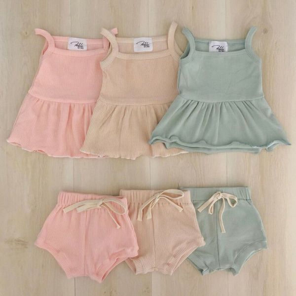 2pcs infant baby girl clothes solid sleeveless dress shorts pants outfit, White
2pcs infant baby girl clothes solid sleeveless dress shorts pants outfit, White