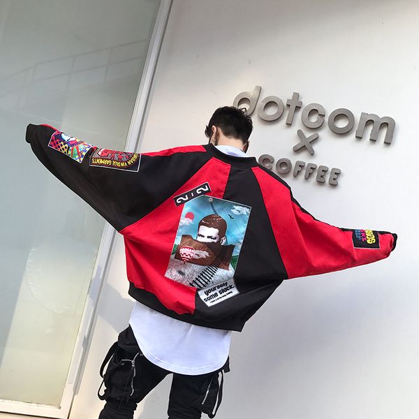 2020 men's wear casual patchwork hip hop jacket. thin loose large size spring autumn casual large size baseball windbreaker, Black;brown
2020 men's wear casual patchwork hip hop jacket. thin loose large size spring autumn casual large size baseball windbreaker, Black;brown