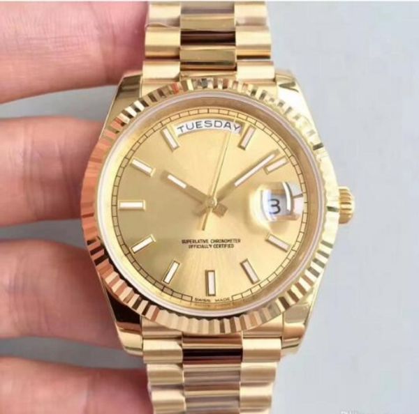 Горячее надувательство Мужская Спортивные часы 18K Gold DayDate серии Sapphire Glass 40MM золото
Горячее надувательство Мужская Спортивные часы 18K Gold DayDate серии Sapphire Glass 40MM золото