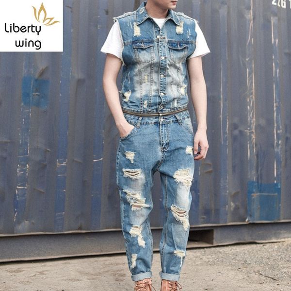mens personality removable zipper waist jumpsuit hole ripped jeans sleeveless romper washed denim overalls pants trousers 2xl, Blue
mens personality removable zipper waist jumpsuit hole ripped jeans sleeveless romper washed denim overalls pants trousers 2xl, Blue