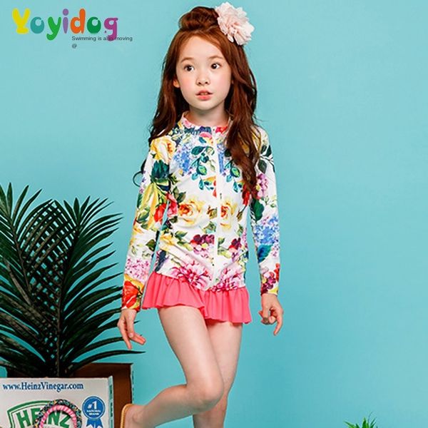 children's girl's long-sleeved floral one-piece dress skirt swimsuit small refreshing spring swimsuit, White;black
children's girl's long-sleeved floral one-piece dress skirt swimsuit small refreshing spring swimsuit, White;black