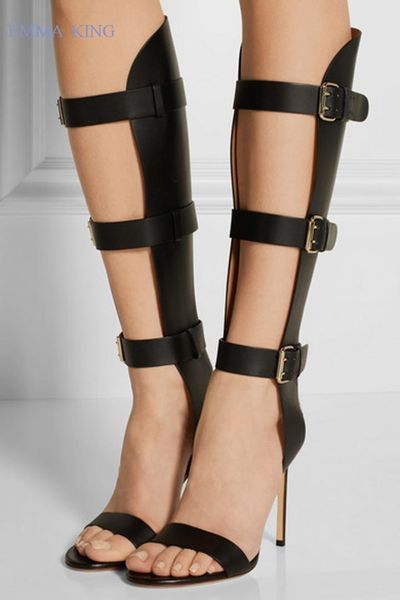 summer zapatos de mujer black leather cut-out design gladiator sandals knee high boots buckle thin high heels boots shoes
summer zapatos de mujer black leather cut-out design gladiator sandals knee high boots buckle thin high heels boots shoes