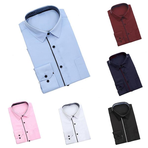 plus size fashion slim men solid color long sleeve turn down collar shirt top, White;black
plus size fashion slim men solid color long sleeve turn down collar shirt top, White;black