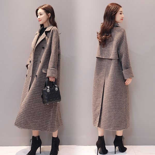 coat women long plaid woolen winter jackets woman tunic 2020 casual loose coats female overcoat casaco feminino kj290, Black
coat women long plaid woolen winter jackets woman tunic 2020 casual loose coats female overcoat casaco feminino kj290, Black