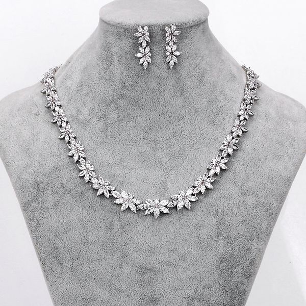new arrival elegant flower sparkling cubic zirconia cz crystal bridal jewelry sets for women wedding gift accessories, Silver
new arrival elegant flower sparkling cubic zirconia cz crystal bridal jewelry sets for women wedding gift accessories, Silver