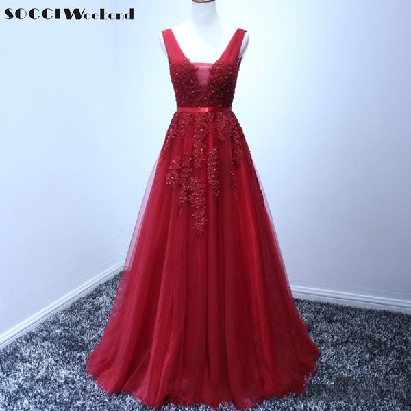 socci wine red v-neck tulle lace long evening dresses pearls beading backless vestido de festa longo formal wedding party gowns, White;black
socci wine red v-neck tulle lace long evening dresses pearls beading backless vestido de festa longo formal wedding party gowns, White;black