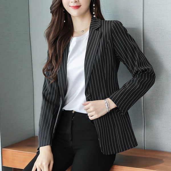 small suit female short blazers 2020 new spring autumn womens coats korean slim suits large size casual striped jacket m143, White;black
small suit female short blazers 2020 new spring autumn womens coats korean slim suits large size casual striped jacket m143, White;black