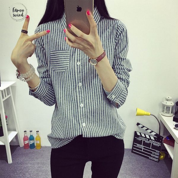 новая осень женщины блузки с длинным рукавом полосатой блуза рубашки вскользь женщины женщины искусство молодежи студент tops, White 
новая осень женщины блузки с длинным рукавом полосатой блуза рубашки вскользь женщины женщины искусство молодежи студент tops, White