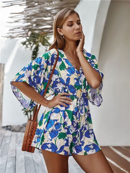 deep v neck womens holiday playsuit casual button floral jumpsuits ladies high waist jumpsuit summer beach rompers evening clubwear, Black;white
deep v neck womens holiday playsuit casual button floral jumpsuits ladies high waist jumpsuit summer beach rompers evening clubwear, Black;white