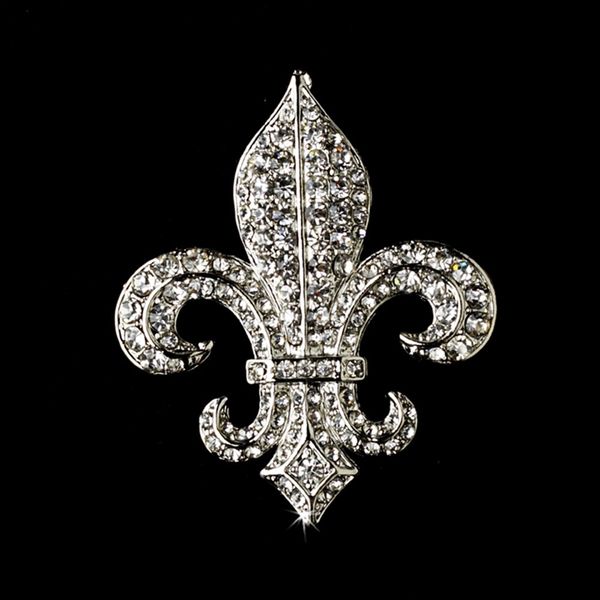 2 inch rhodium silver vintage style fleur de lis rhinestone diamante party brooch, Gray
2 inch rhodium silver vintage style fleur de lis rhinestone diamante party brooch, Gray
