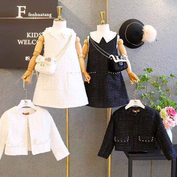 2020 autumn winter girls fashion 2 pieces princess sets coat+vest dress kids tweed sets, White
2020 autumn winter girls fashion 2 pieces princess sets coat+vest dress kids tweed sets, White