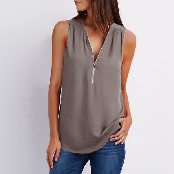 tank top женщины шифон блузки новое лето без рукавов рубашки открыть zipper v шеи сыпучие женщины top дамы рубашка, White
tank top женщины шифон блузки новое лето без рукавов рубашки открыть zipper v шеи сыпучие женщины top дамы рубашка, White