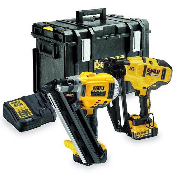 Dewalt dck264p2 18v 2 x 5 0ah li ion xr 1 t and 2nd fix nailer twin pack 1