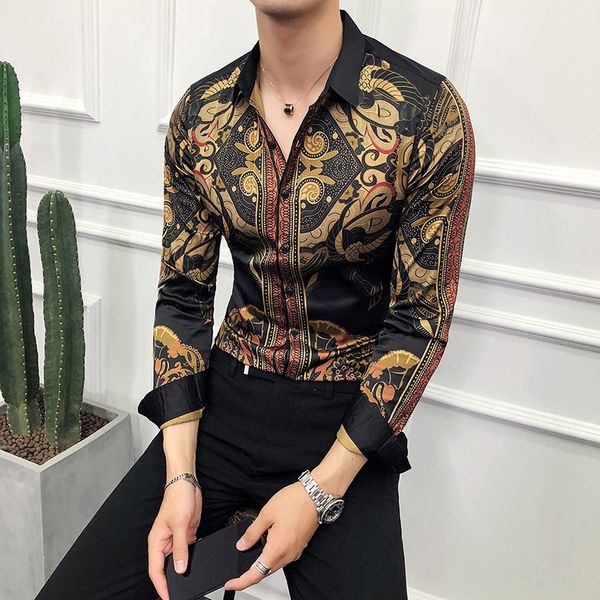 fashion new club camisa social design printed korean casual satin flowers mens designer shirts silk men, White;black
fashion new club camisa social design printed korean casual satin flowers mens designer shirts silk men, White;black