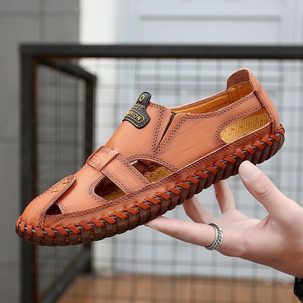 men sandals outdoor genuine leather casual sandals men's summer closed-toe fashion casual fashion outer wear big size 48, Black
men sandals outdoor genuine leather casual sandals men's summer closed-toe fashion casual fashion outer wear big size 48, Black