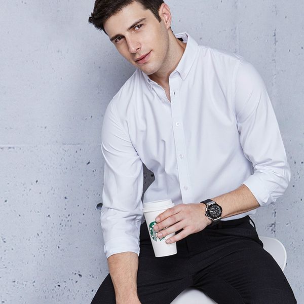2020 men fashion casual long sleeved oxford shirt slim fit male social business dress shirt brand men clothing soft comfortable, White;black
2020 men fashion casual long sleeved oxford shirt slim fit male social business dress shirt brand men clothing soft comfortable, White;black